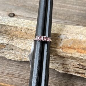 Sterling Silver Ring with Pink Tourmaline Band